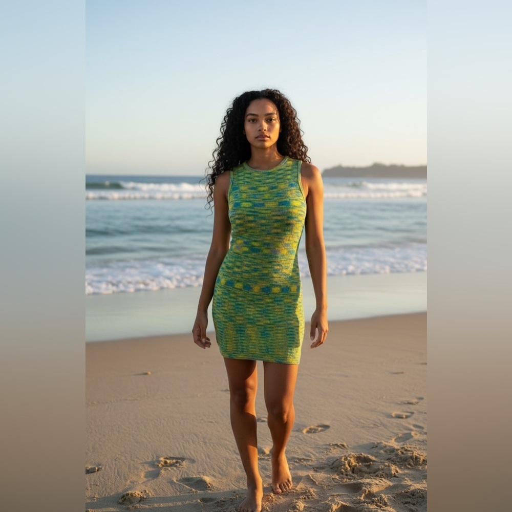 Unbranded Dress woman’s lime green yellow Halter Sleeveless New size Large